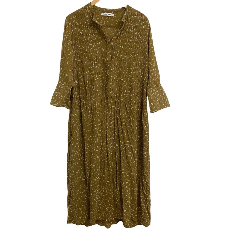 Samsoe Samsoe Pleated Elm Midi Sheer Dress Women’s Size Large Minimalist Flowy